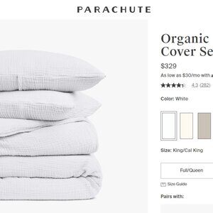 Parachute Organic Cloud Cotton Duvet Cover Set - White - King